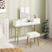 Ensemble coiffeuse tabouret HAILEY blanc