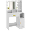 Coiffeuse miroir Hollywood multi-rangement LUNA blanche et or