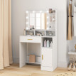Coiffeuse miroir Hollywood multi-rangement LUNA blanche et or