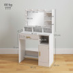 Coiffeuse miroir Hollywood multi-rangement LUNA blanche et or