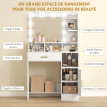 Coiffeuse miroir Hollywood multi-rangement LUNA blanche et or