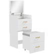 Coiffeuse multi-rangement avec tabouret ZOEY blanche
