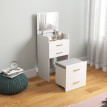 Coiffeuse multi-rangement avec tabouret ZOEY blanche