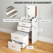Coiffeuse multi-rangement avec tabouret ZOEY blanche