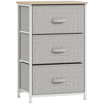 Chiffonnier 3 tiroirs MASON blanc et gris clair