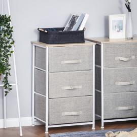 Chiffonnier 3 tiroirs MASON blanc et gris clair