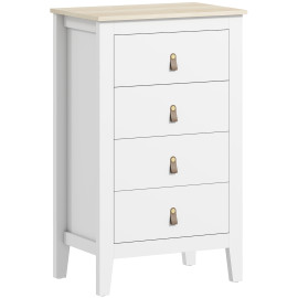 Chiffonnier sur pieds BROOKLYN blanc effet bois clair