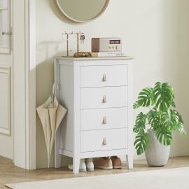 Chiffonnier sur pieds BROOKLYN blanc effet bois clair