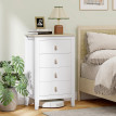 Chiffonnier sur pieds BROOKLYN blanc effet bois clair