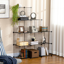 Etagères de rangement empilables 9 cubes AXEL métal noir