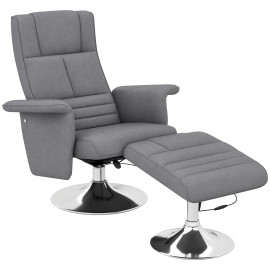 Fauteuil relax massant inclinable avec repose-pied GRAYSON gris