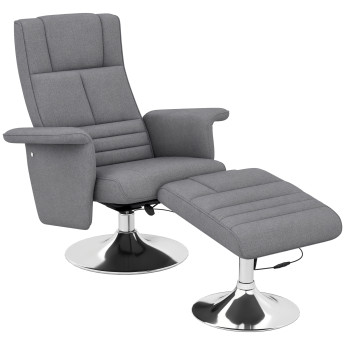 Fauteuil relax massant inclinable avec repose-pied GRAYSON gris