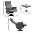 Fauteuil relax massant inclinable avec repose-pied GRAYSON gris