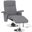 Fauteuil relax massant inclinable avec repose-pied GRAYSON gris