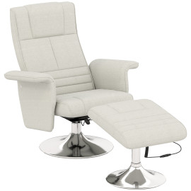 Fauteuil relax massant inclinable avec repose-pieds TYSON grège clair