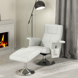 Fauteuil relax massant inclinable avec repose-pieds TYSON grège clair