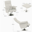 Fauteuil relax massant inclinable avec repose-pieds TYSON grège clair
