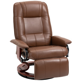 Fauteuil relax inclinable avec repose-pied NATHAN marron