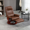 Fauteuil relax inclinable avec repose-pied NATHAN marron