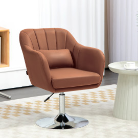 Fauteuil lounge design avec coussin MOKA lin marron