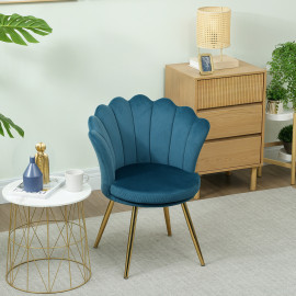 Chaise design coquillage GIULIETTA velours bleu