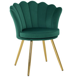 Chaise design coquillage LITTA velours bleu