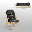 Fauteuil de jardin pliable bois avec coussin NILS noir