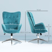 Fauteuil design effet capitonné LESTER velours bleu