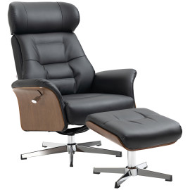 Fauteuil relax design avec repose-pieds FRANKLIN noir