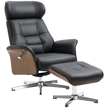Fauteuil relax design avec repose-pieds FRANKLIN noir