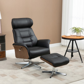 Fauteuil relax design avec repose-pieds FRANKLIN noir