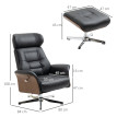 Fauteuil relax design avec repose-pieds FRANKLIN noir