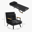 Fauteuil convertible 3 en 1 MINA velours noir et bois