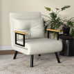 Fauteuil convertible 3 en 1 MIRA velours crème et bois