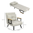 Fauteuil convertible 3 en 1 MIRA velours crème et bois