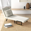 Fauteuil convertible 3 en 1 MIRA velours crème et bois