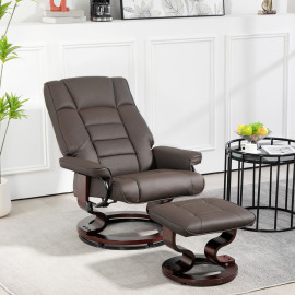 Fauteuil relax pivotant avec repose-pied DWAYNE chocolat