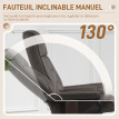 Fauteuil relax pivotant avec repose-pied DWAYNE chocolat