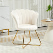 Fauteuil design coquillage BIANCA velours blanc crème