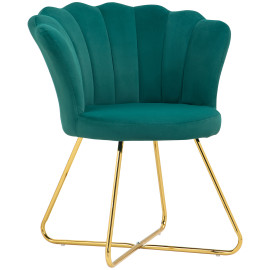 Fauteuil design coquillage BLANCA velours vert émeraude