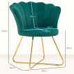 Fauteuil design coquillage BLANCA velours vert émeraude