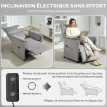 Fauteuil relax électrique inclinable LORENZO velours gris