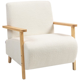 Fauteuil style nordique effet laine bouclée MAUD crème