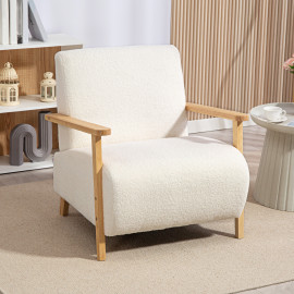 Fauteuil style nordique effet laine bouclée MAUD crème