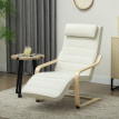 Fauteuil de salon massant chauffant RILEY crème et bois