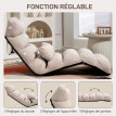 Fauteuil paresseux convertible LIZARO aspect lin beige