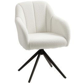 Fauteuil design ROGER effet laine bouclée blanche