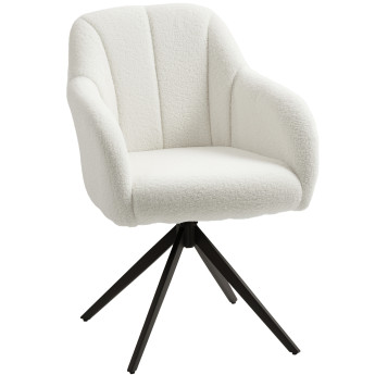 Fauteuil design ROGER effet laine bouclée blanche