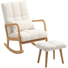 Fauteuil à bascule avec repose-pieds LIVIA blanc