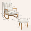 Fauteuil à bascule avec repose-pieds LIVIA blanc